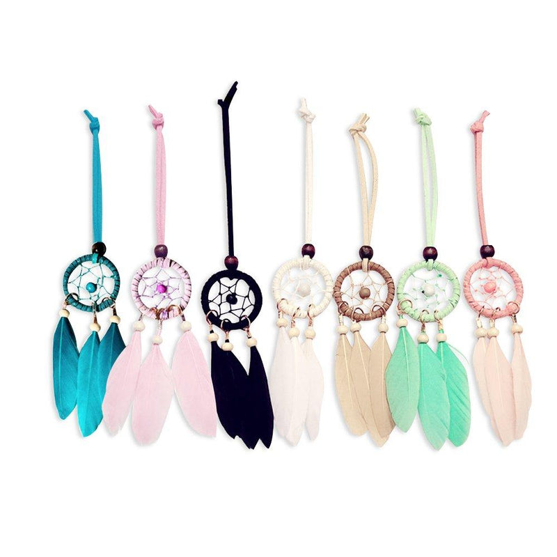 NewNest Australia - YGMONER Mini Dream Catcher 7pcs Set - Car Interior Rearview Mirror Dangle Bag Pendant Charm 1.2" Diameter and 9" Long 