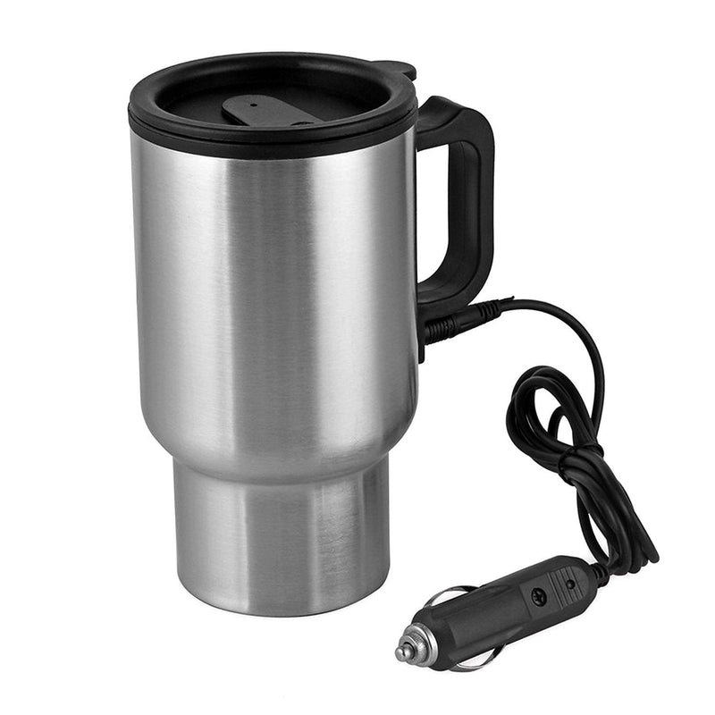 NewNest Australia - 12V Car Heating Cup Car Heated Mug, 450ml Stainless Steel Travel Electric Coffee Cup Insulated Heated Thermos Mug 