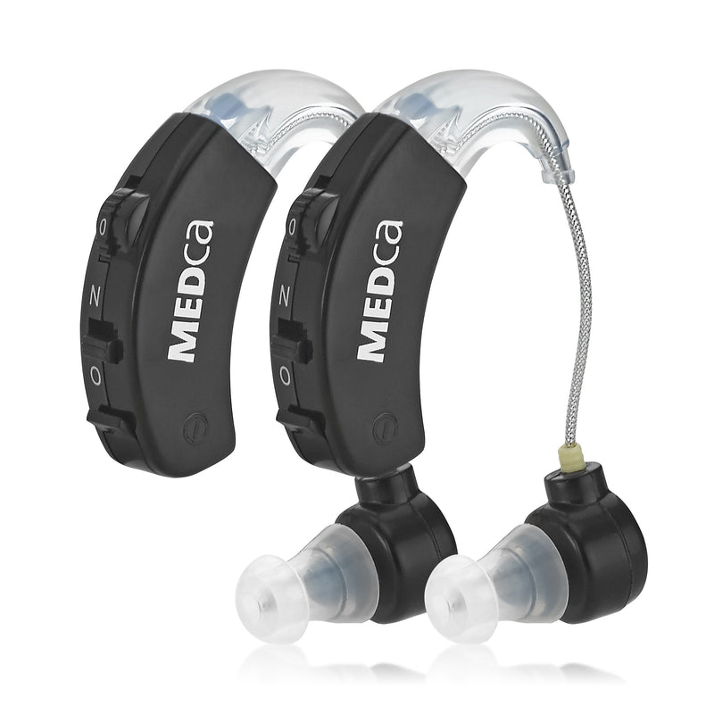 Behind The Ear Sound Amplifier - BTE Hearing Ear Amplification Device and Digital Sound Enhancer PSAD for The Hard of Hearing, Noise Reducing Feature, Black, by MEDca - NewNest Australia