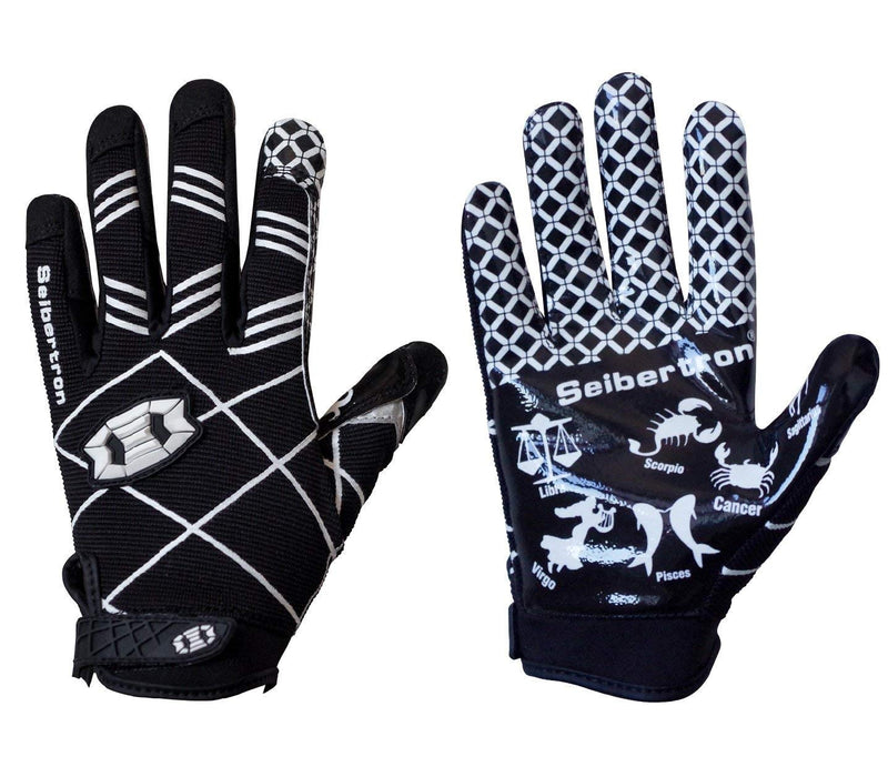 Seibertron Pro 3.0 Twelve Constellations Elite Ultra-Stick Sports Receiver Glove Football Gloves Youth Black L Youth - NewNest Australia