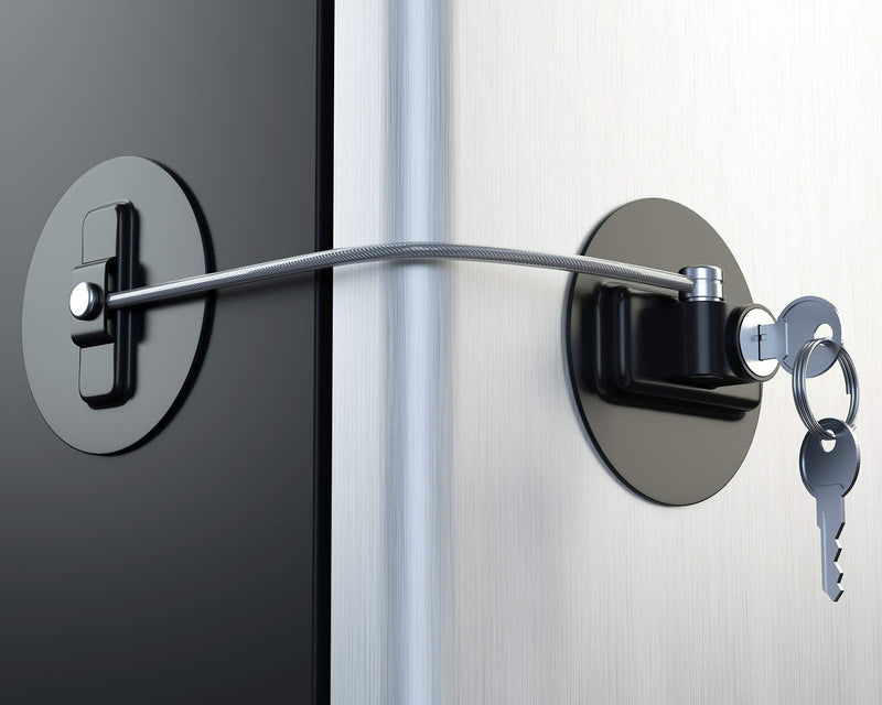 MUIN Highly Secured Refrigerator Lock with Key – Mini Refrigerator Door Lock for Children and Adults – Multi Functional Lock for Securing Fridge, Drawers and Health Products (Black) Black - NewNest Australia