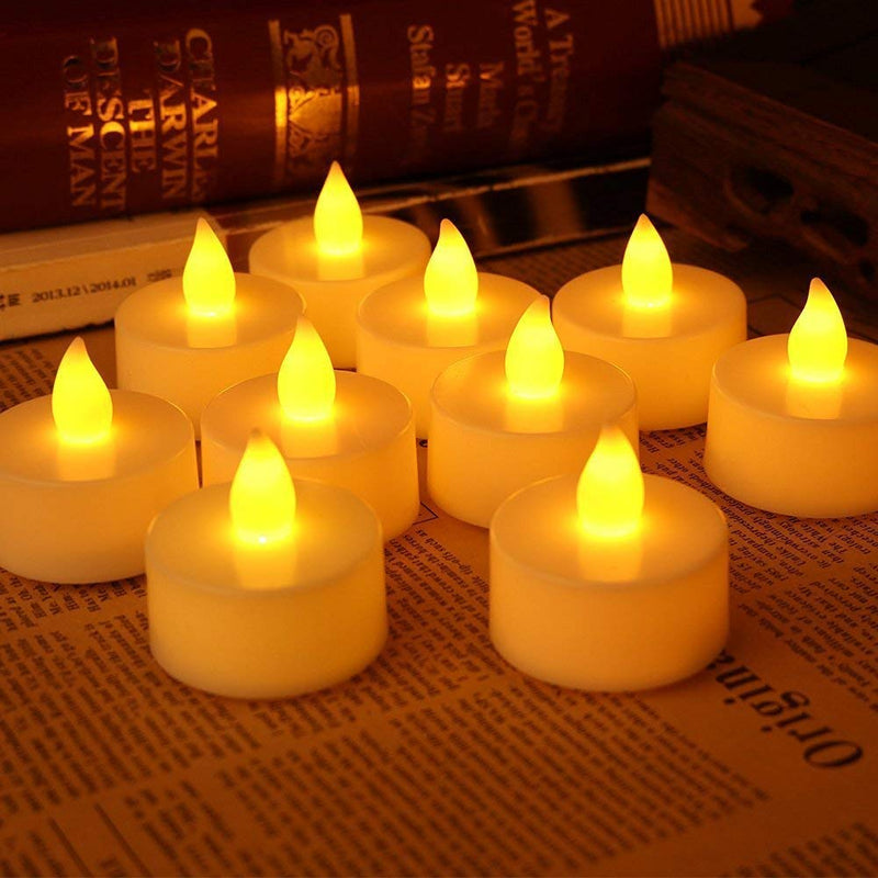 YIWER Tea Lights LED Tea Light Candles 100 Hours Pack of 50 Realistic Flickering Bulb Battery Operated Tea Lights for Seasonal Festival Celebration Electric Fake Candle in Warm Yellow - NewNest Australia