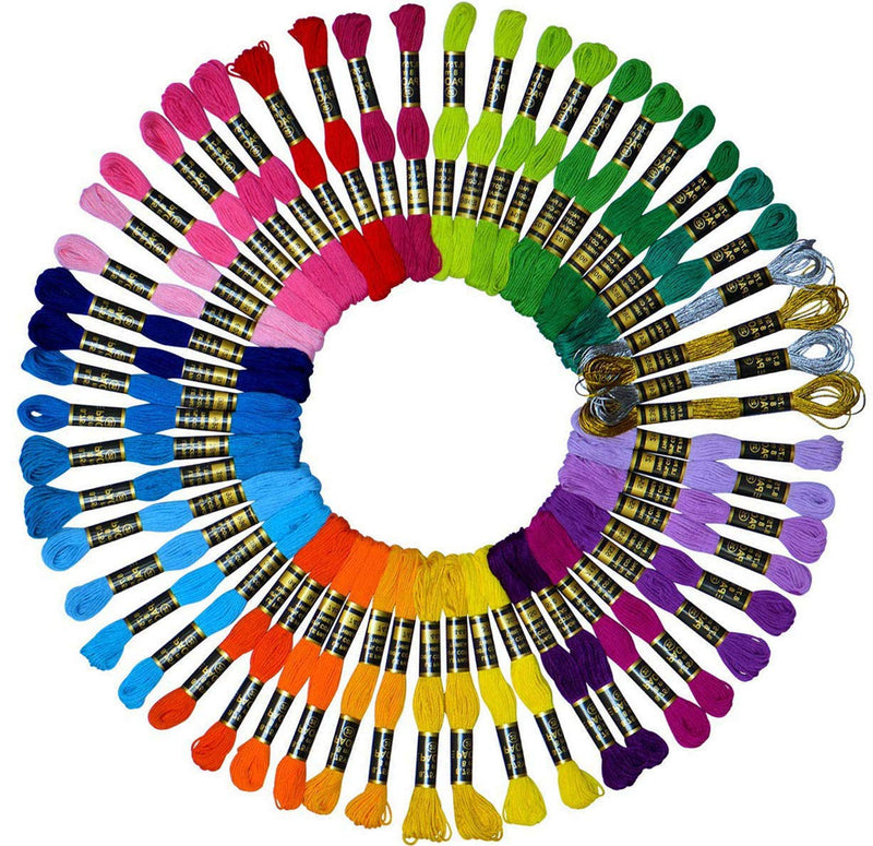 Embroidery Floss 54 skeins Crossstitch Thread - Bracelets String - 50Pcs Embroidery Thread and Free Set of 4pcs Metallic Thread - NewNest Australia