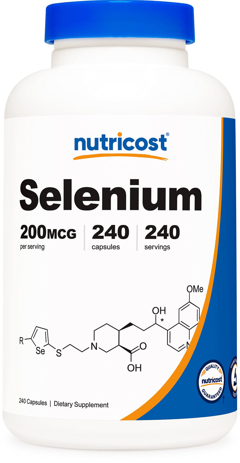 Nutricost Selenium 200mcg, 240 Vegetarian Capsules, Non-GMO, Gluten Free L-Selenomethionine 240 Count (Pack of 1) - NewNest Australia