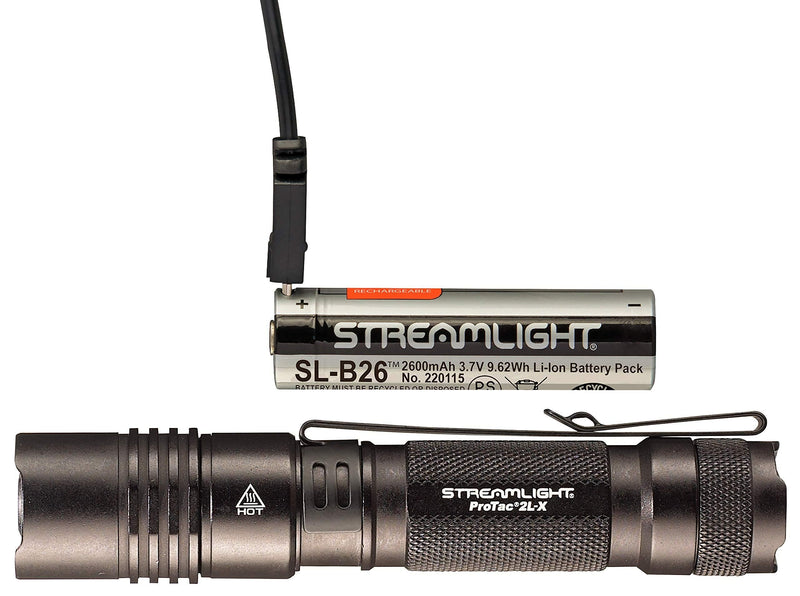 Streamlight 88083 ProTac 2L-X USB, Rechargeable USB battery, USB Cord and Holster and Box - 500 Lumens,Black W/ USB Rechargable 18650 Batteries Easy-open Box - NewNest Australia