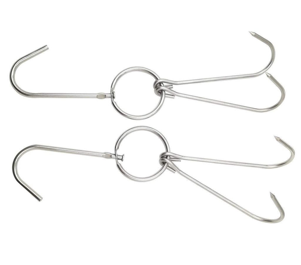 NewNest Australia - Alele Double Hooks Meat Hooks Poultry Roasting Hooks Butcher Hook Processing Meat Hook Stainless Steel Rotary Device Slaughtering Barbecue 