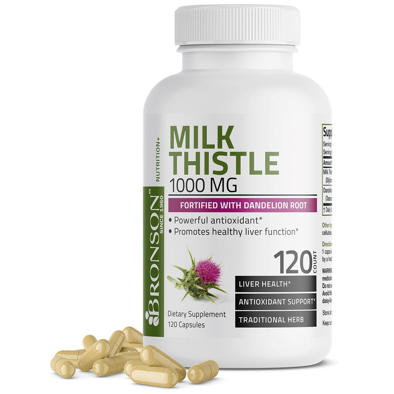 Milk Thistle 1000mg Silymarin Marianum & Dandelion Root Liver Health Support 120 Capsules 120 Count (Pack of 1) - NewNest Australia
