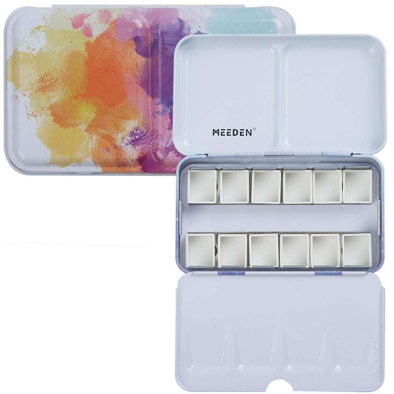 MEEDEN Empty Watercolor Tins Box Palette Paint Case, Small Colorful Tin with 12 Pcs Half Pans Small tin with 12 half pans - NewNest Australia