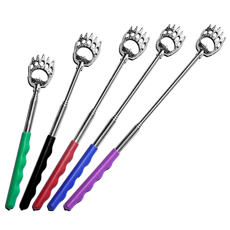 5 Pack Telescoping Back Scratcher - Extendable Telescope Back Scratchers - Bear Claw Metal Telescopic Backscratcher Eliminating Back Itching in Black, Blue, Green, Purple, Red Color - NewNest Australia