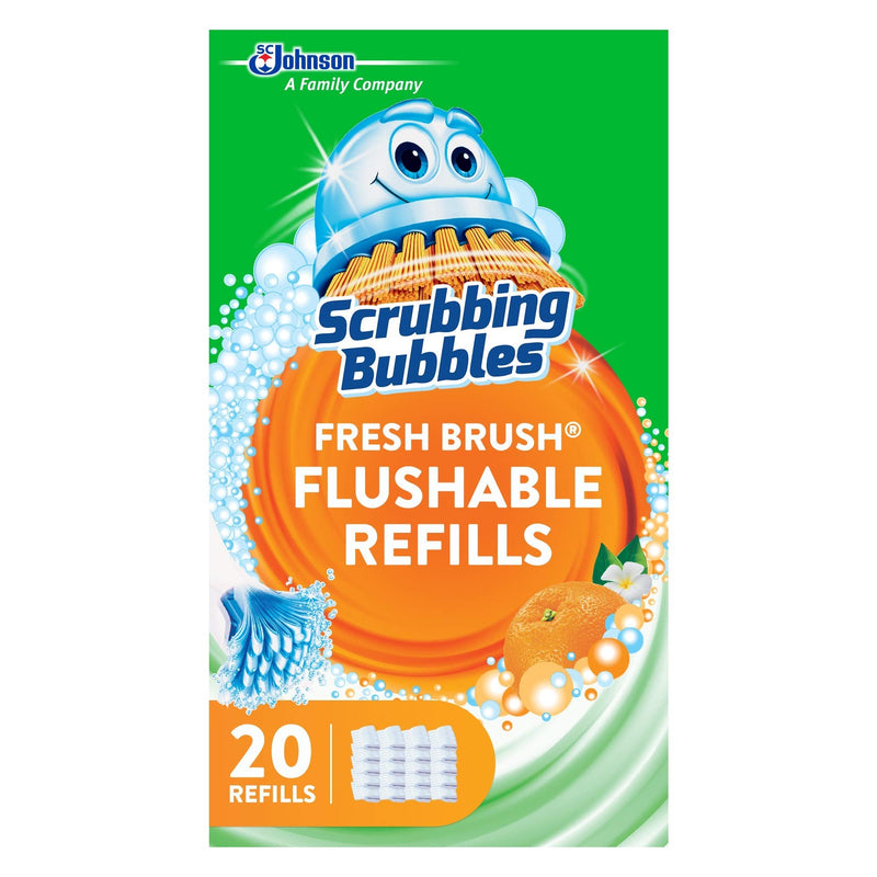 Scrubbing Bubbles Fresh Brush Flushables Refill, Toilet and Toilet Bowl Cleaner, Eliminates Odors and Limescale, Citrus Action Scent, 20 ct Pack of 1 - NewNest Australia