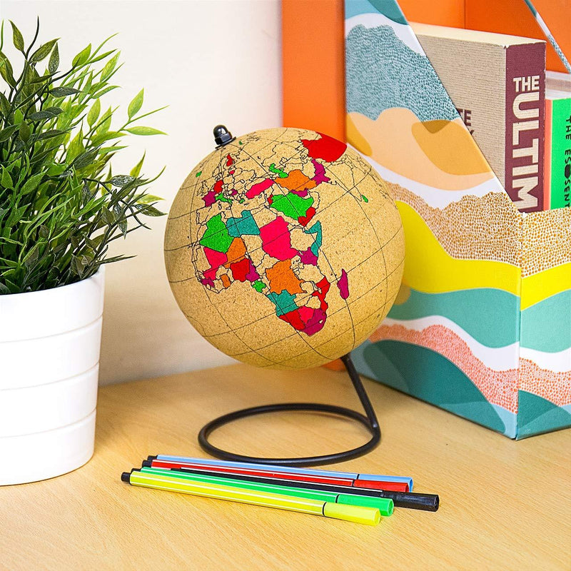 NewNest Australia - Gift Republic Cork Color Globe with Pins, 14 x 14 x 20.9 cm 