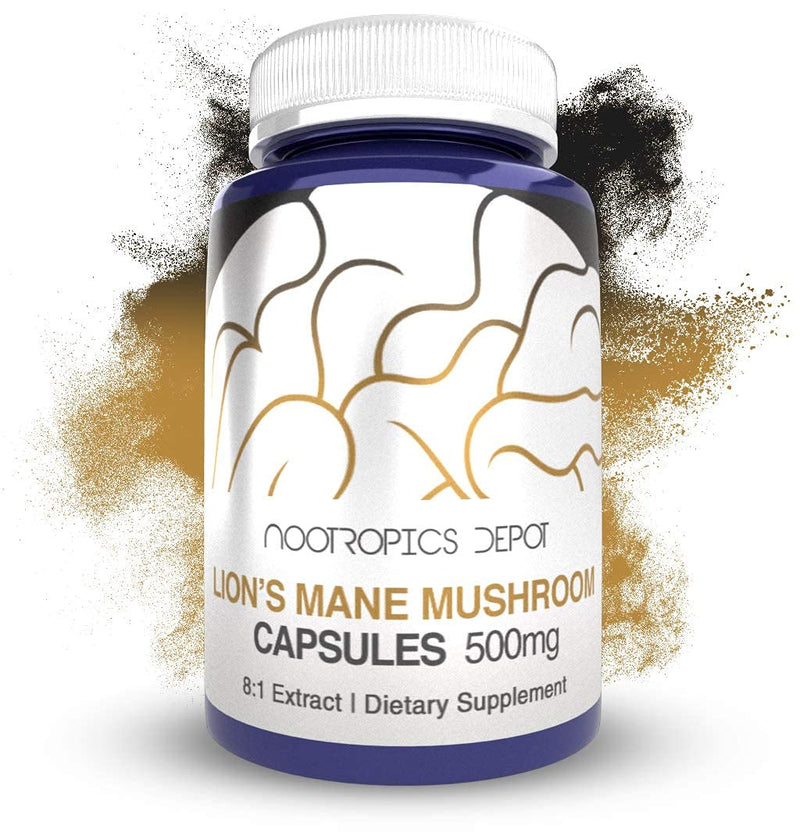 Lions Mane Mushroom Capsules | 8:1 Whole Fruiting Body Dual Extract | 500mg | 60 Count | Hericium erinaceus 60 Count (Pack of 1) - NewNest Australia