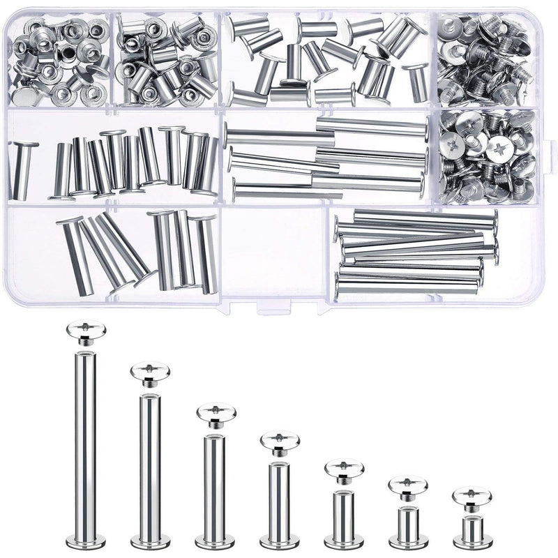 Pangda 80 Set Chicago Binding Screw Assorted Kit Metal Round Cross Head Stud Screw Post Nail Rivet Chicago Button for DIY Leather Decoration Bookbinding (5 x 5, 8, 12, 18, 25, 35, 45, Silver) 5 x 5, 8, 12, 18, 25, 35, 45 - NewNest Australia