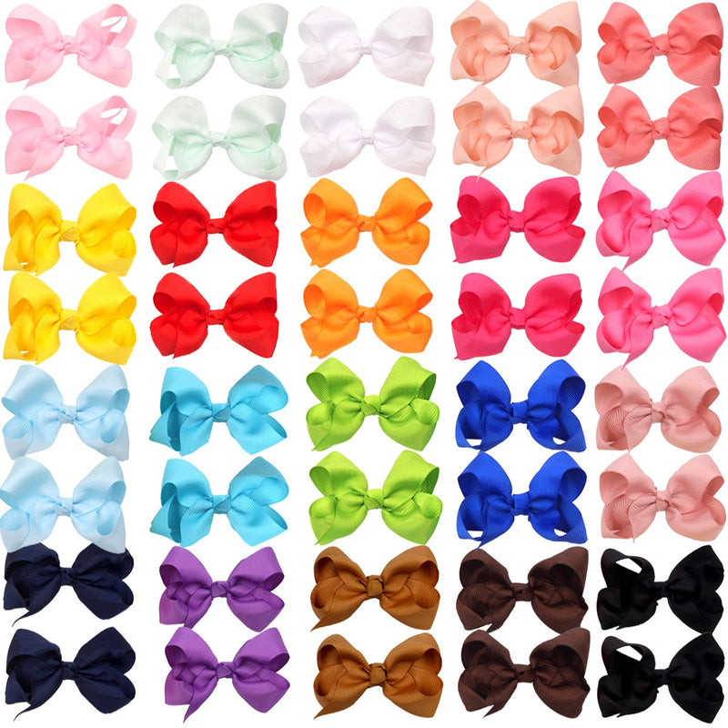 40Pieces Boutique Grosgrain Ribbon Pinwheel 3" Hair Bows Alligator Clips For Babies Toddlers Teens Gifts In Pairs - NewNest Australia