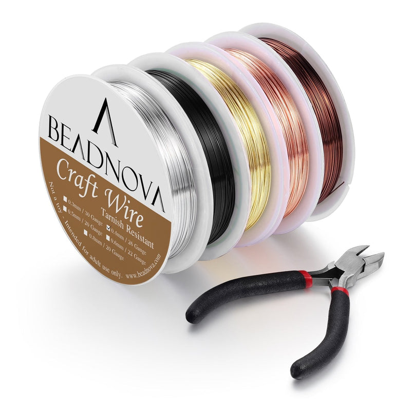 BEADNOVA Craft Wire Jewelry Beading Wire Tarnish Resistant Copper Wire for Jewelry Making with Cutting Pliers (5pcs, 26 Gauge) - NewNest Australia