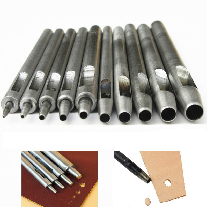 10Pcs Leather Hole Punch Cutter 0.5mm-5mm Leather Working Tools for Leather Watch Bands Belts Canvas Paper Plastics Round Hollow Hole Punch Cutter Tool - NewNest Australia