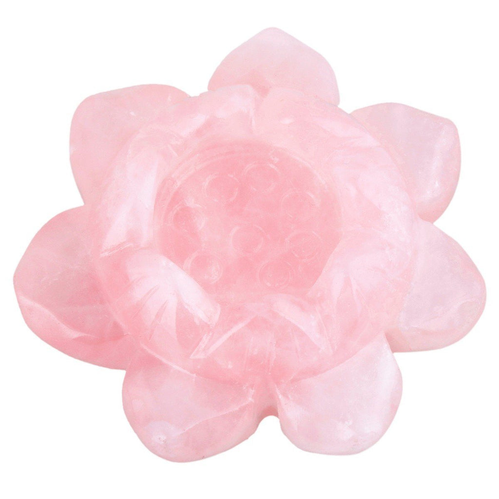 NewNest Australia - SUNYIK Handcarved Stone Lotus Flower Figurine Sculpture, Natural Healing Crystal Ball Stand Decoration, Rose Quartz, 2" 2 inches Pink 