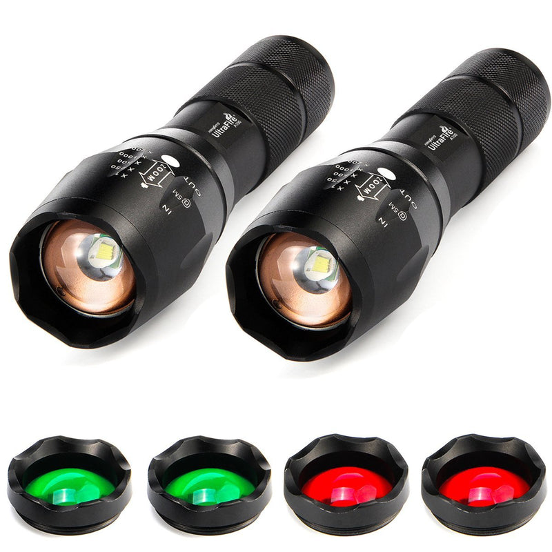 ULTRAFIRE A100 3-Color-Light Tactical 18650 Flashlight, xml-t6 800 Lumen Small led Torch, 2 Pack - NewNest Australia