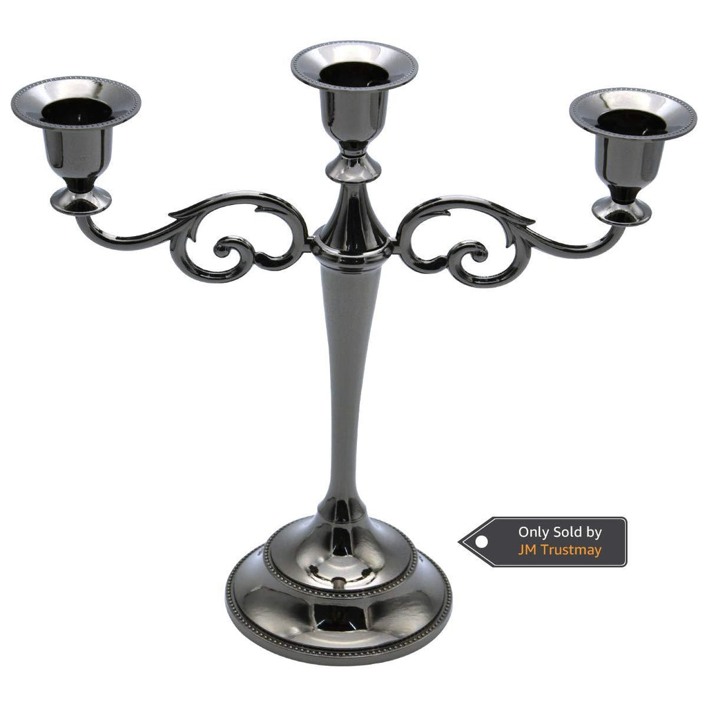 NewNest Australia - Tidelence 3-Candle Metal Candelabra Candlestick 10.6 inch Tall Candle Holder Wedding Event Candelabra Candle Stand (Black Candelabra) Black 