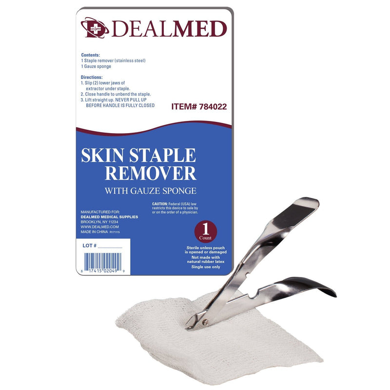 Dealmed Sterile Staple Removal Kit, Includes Staple Remover and Gauze Sponge, Staple Removal Tool Single-Use Kit, Ideal for Hospitals and Clinics (1 Kit) 1 - NewNest Australia