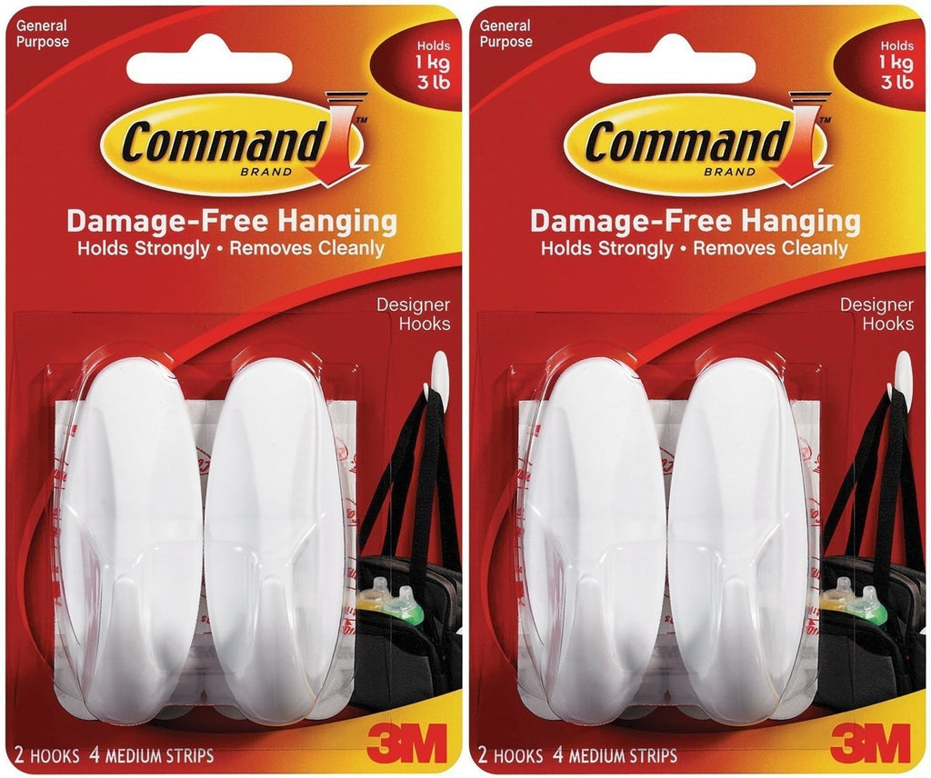 NewNest Australia - Command Designer Hooks BP1PTF, Medium, White, 4-Hooks 4 Hooks 