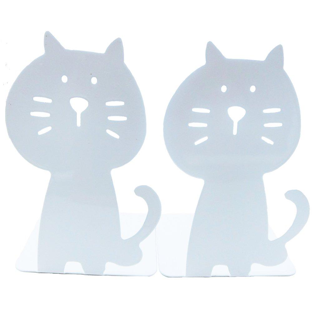 NewNest Australia - 1Pair Luxury Art bookend Lovely Cat Bookends Gift Kids Cat White 