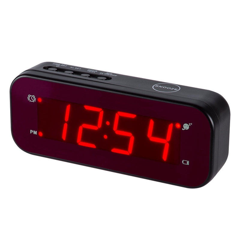 NewNest Australia - Timegyro Digital Alarm Clock Easy Setting and Battery Operated Only Big Red Digits for Bedroom/Living Room/Travel(Black) 