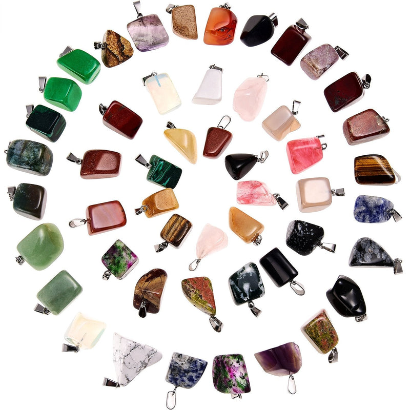 50 Pieces Mixed Stone Beads Crystal Stone Pendants Quartz Charms with Storage Bag for Jewelry Making (Irregular Style) Irregular Style - NewNest Australia