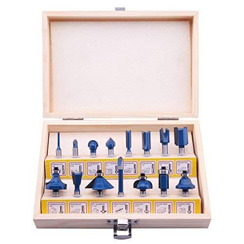 LU&MN Carbide Tipped Router Bits (15 PCS) with 1/4" Shank, Wood Milling Saw Cutter, All Purpose (Woodworking Tools for Home Improvement and DIY) 15PCS-R - NewNest Australia