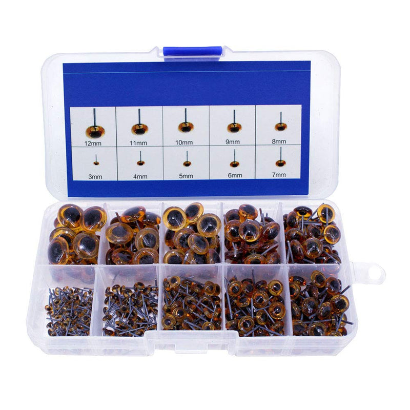 Bestartstore 1Box(100pcs) 3/4/5/6/7/8/9/10/11/12mm Amber Glass Eyes Kits for Needle Felting Bears Dolls Decoys Sewing - NewNest Australia