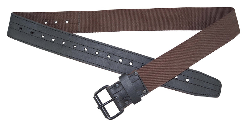 Graintex PB2037 2" Leather/Webbing Belt Single Needle Roller Buckle Fits 28" to 50" Black/Brown Color - NewNest Australia