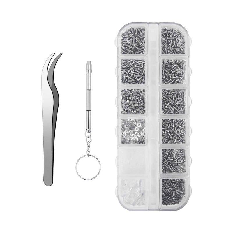 Sunglasses Eyeglasses Repair Kit, 1100PCS Tiny Stainless Steel Screws and 5 Pairs Nose Pads with Micro Screwdriver Tweezer for Watch Clock Spectacle Eyewear Repair - NewNest Australia