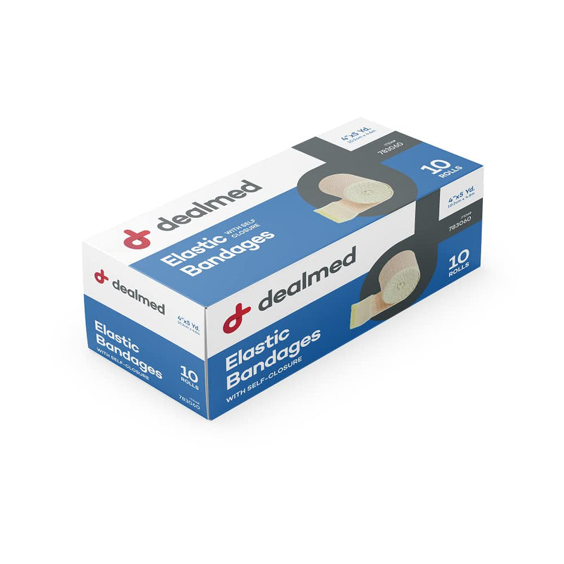 Dealmed 4" Elastic Bandage Wrap with Self-Closure – 10 Elastic Bandages, 5 Yards Stretched Compression Bandage Wrap, Wound Care Product for First Aid Kit and Medical Facilities Pack of 10 - NewNest Australia