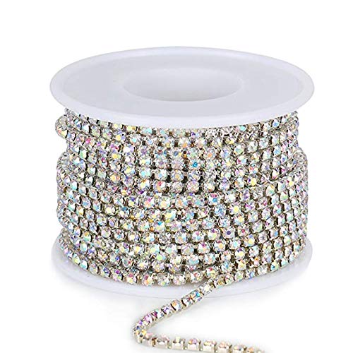 10Yard 2.8MM Clear Crystal Rhinestone Chain Close Trim Cup Chain Bulk for Craft Jewelry Making AB - NewNest Australia