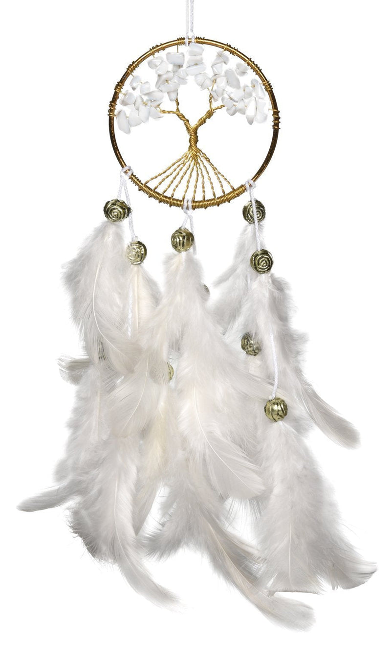 NewNest Australia - Rooh Dream Catcher ~White Tree~ Handmade Hangings for Positivity (Used as Home DÃcor Accents, Wall Hangings, Garden, Car, Outdoor, Bedroom, Key Chain, Meditation Room, Yoga Temple, Windchime) (White) 