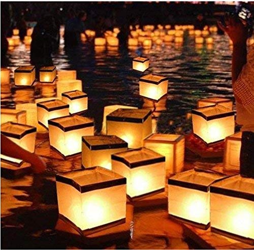 NewNest Australia - Diagtree 20 Pack Square Chinese Lanterns Wishing, Praying, Floating, River Paper Candle Light, Floating Lanterns for Lake or River, Floating Water Lanterns, Lanterns Floating 5.9" 5.9" 5.9" 