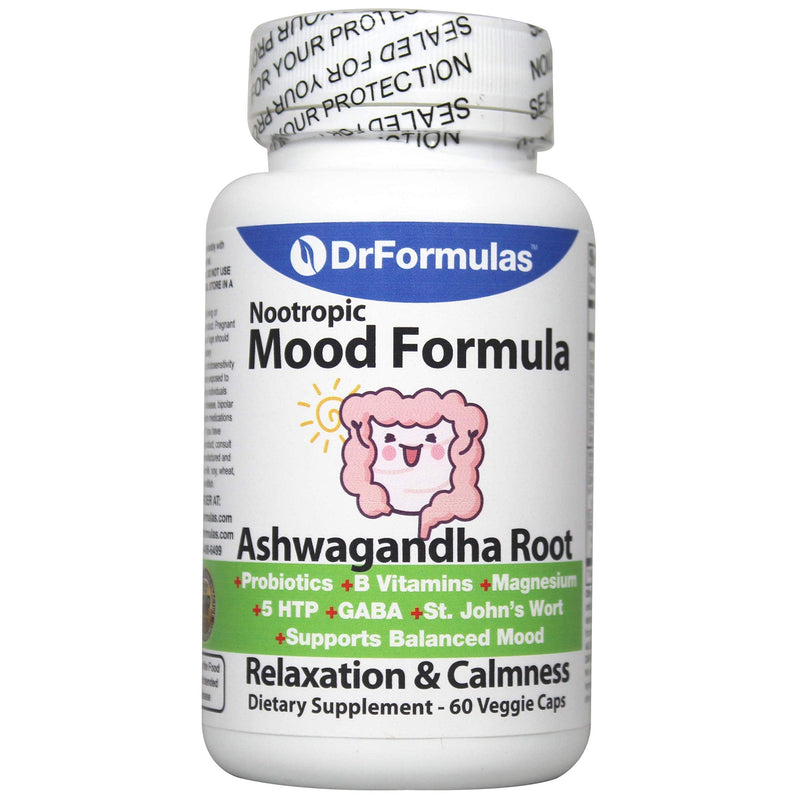 DrFormulas Mood Boost Probiotics with Stress B Complex Vitamins for Kids, Women, Men | Nexabiotic Supplement with Ashwagandha Capsules, St Johns Wort, GABA, Magnesium for Calm, 60 Count - NewNest Australia