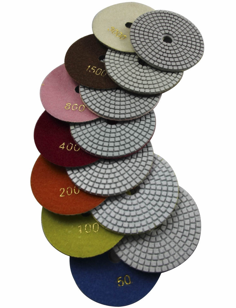 Konfor 7 Pcs Wet 4" Diamond Polishing Pads Set For Granite Marble Concrete Stone Polish 4 Inch - NewNest Australia