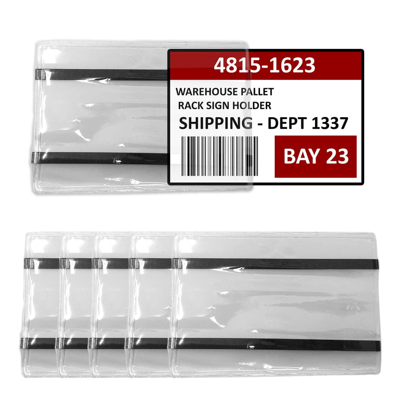 Pallet Rack Sign Holder Kit Clear Vinyl Pouch with Magnet for 4" H x 6" L Cards - 10 Pack - NewNest Australia