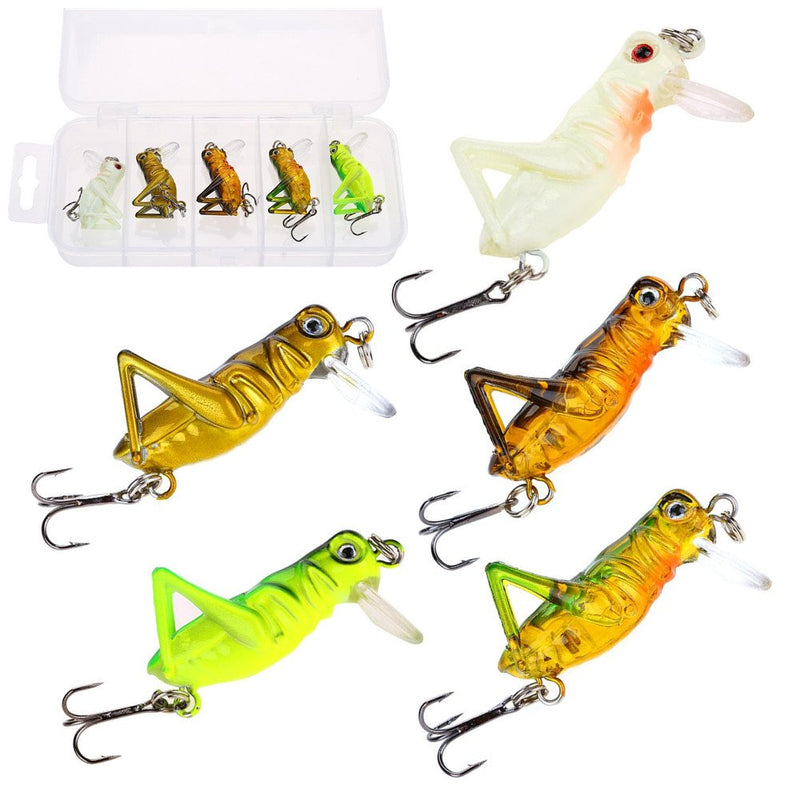 5Pcs Grasshopper Fishing Lure, Artificial Lifelike Bass Lure Baits with Storage Box - NewNest Australia