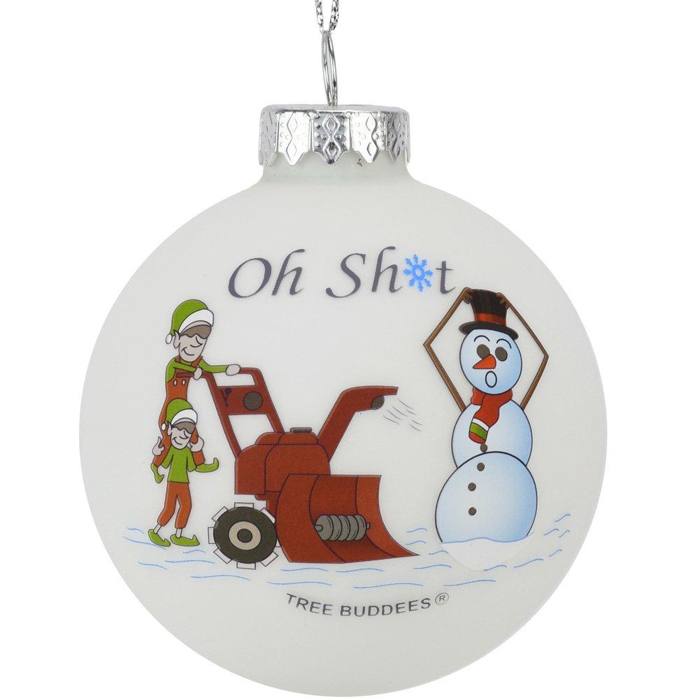 NewNest Australia - Tree Buddees Oh Sht Funny Snowblower vs Snowman Glass Bulb Ornament 