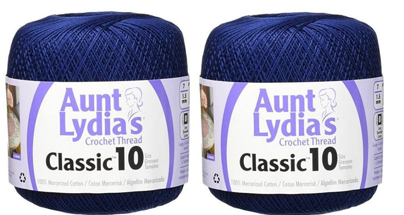 Aunt Lydia's Crochet Thread - Size 10 - Navy (2-Pack) - NewNest Australia