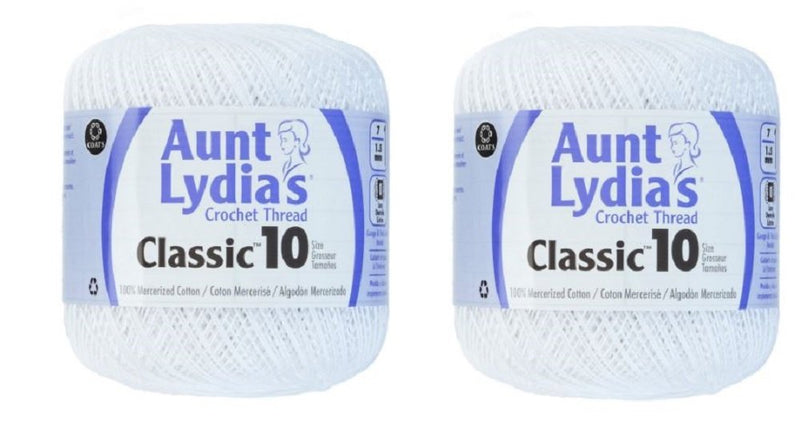 Aunt Lydia's Crochet Thread - Size 10 - White (2-Pack) - NewNest Australia