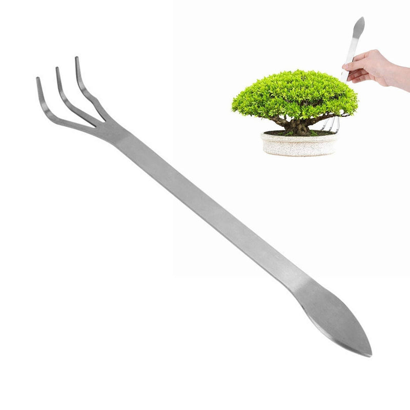 Stainless Steel Root Rake 3-Prong Loosen Soil Bonsai Tree Tools with Ergonomic Handle for Outdoor - NewNest Australia