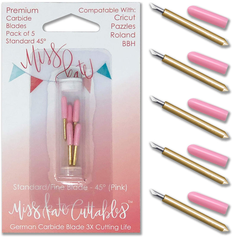 Carbide Blades for Cricut Explore Air 2 Vinyl Cutting Machines - Standard Cut 45 Degree - 5 Pack - Premium German Carbide - by Miss Kate Cuttables - Replacement Blades for Cricut Pazzles Standard/Fine 45° (5 qty.) - NewNest Australia