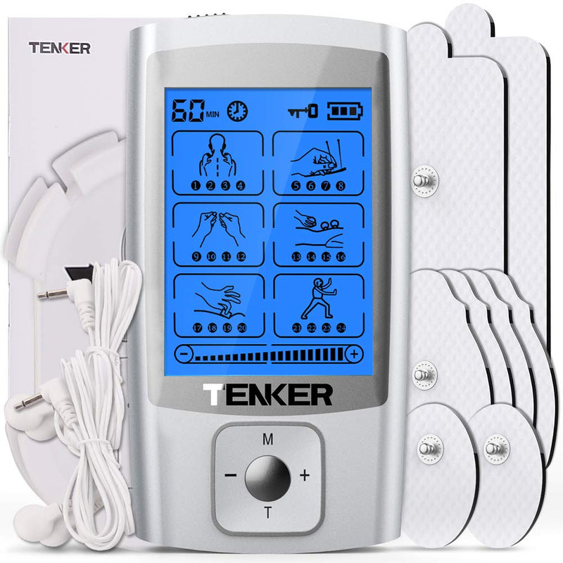 TENKER TENS EMS Unit Muscle Stimulator, 24 Modes TENS Machine for Pain Relief & Muscle Strength Rechargeable Electronic Pulse Massager(Not Fit TENKER Square Pads) - NewNest Australia