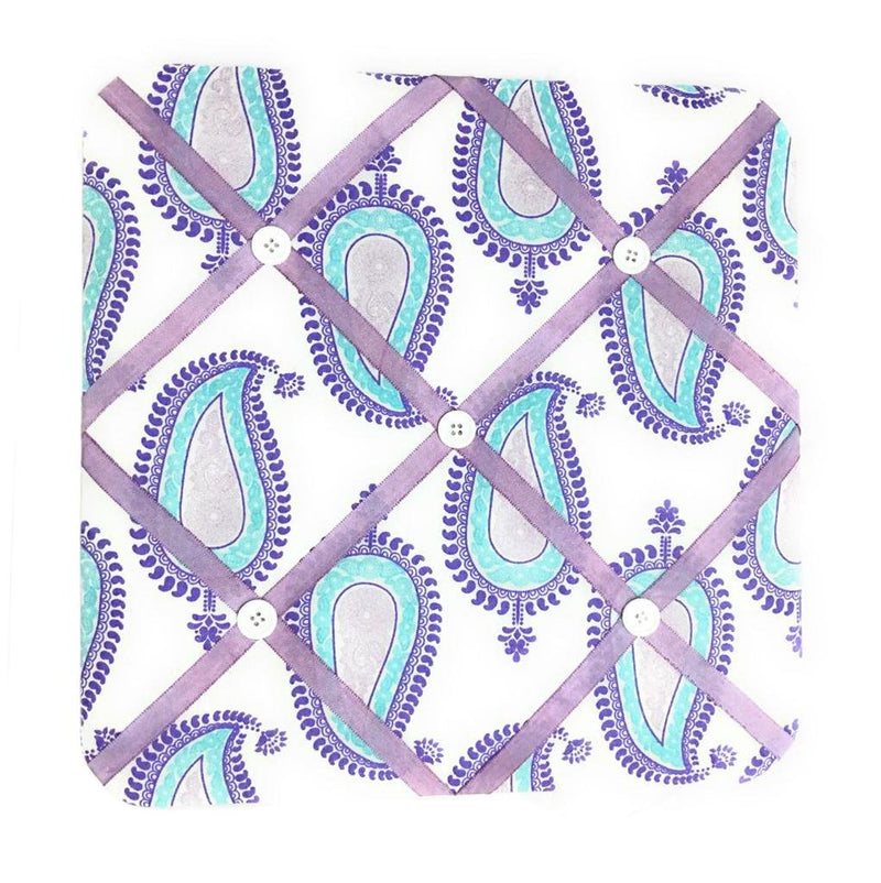 Bacati Isabella Girls Paisley Fabric Memory/Memo Photo Bulletin Board, Lilac/Purple/Aqua (PAALPMEB) - NewNest Australia