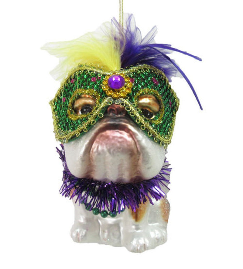 NewNest Australia - December Diamonds Glass Ornament - Bulldog, Mardi Gras Theme 