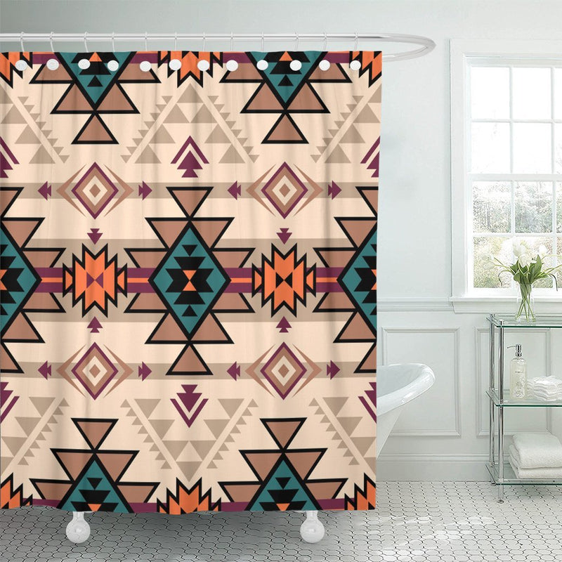 Emvency Shower Curtain Pink Retro Color Tribal Navajo Aztec Fancy Abstract Geometric Ethnic Hipster Design Weave Summer Waterproof Polyester Fabric 72 x 72 inches Set with Hooks 72"W x 72"L - NewNest Australia