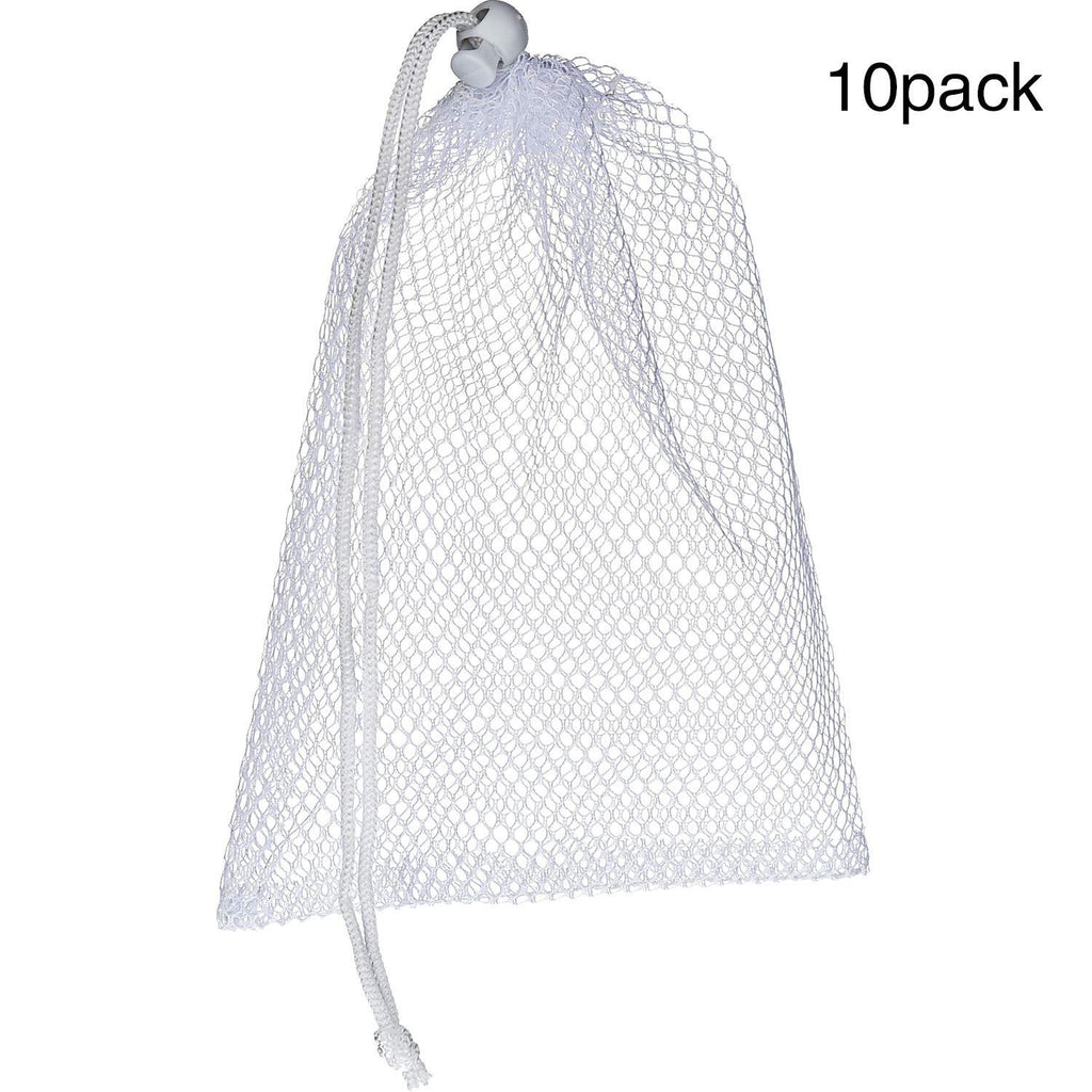 NewNest Australia - TecUnite 10 Pack Nylon Mesh Stuff Sacks Durable Mesh Bags with Sliding Drawstring for Breast Pump Dishwasher, White 